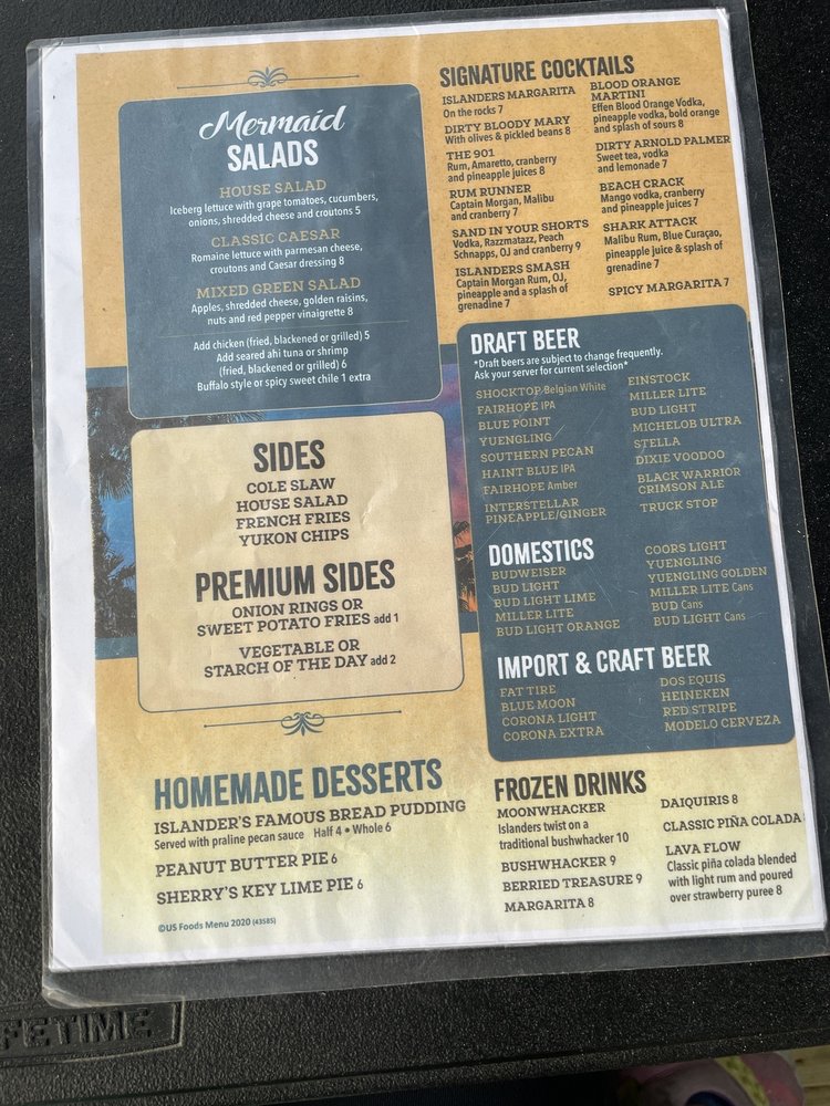 Islanders Restaurant & Bar Menu - Image 1