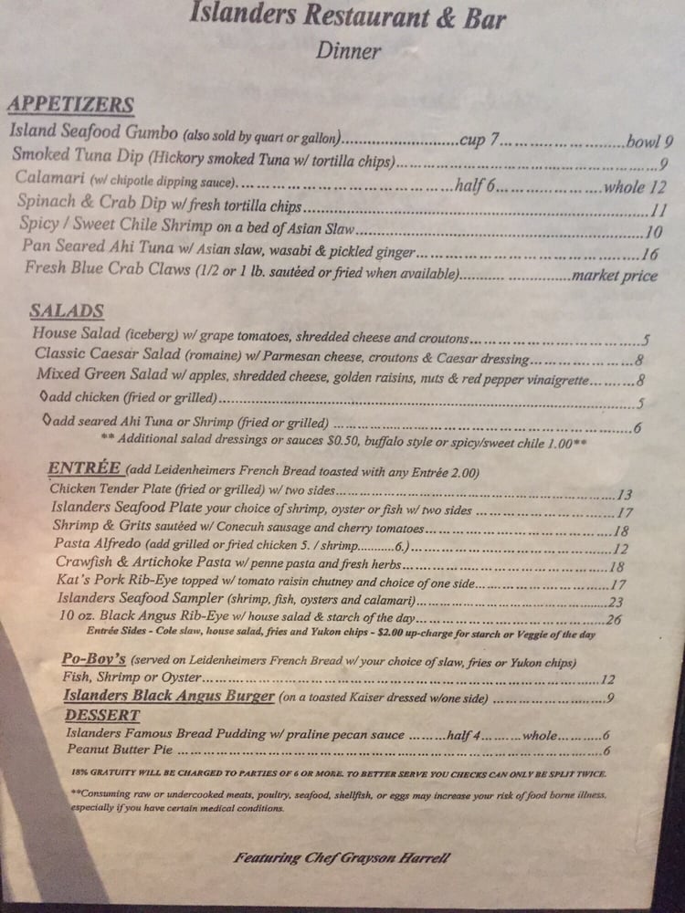 Islanders Restaurant & Bar Menu - Image 12