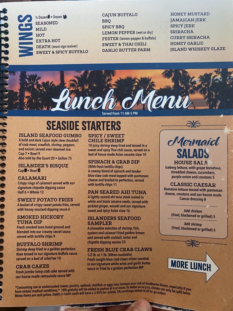 Islanders Restaurant & Bar Menu - Image 5