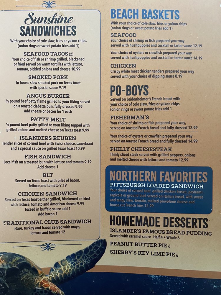 Islanders Restaurant & Bar Menu - Image 6