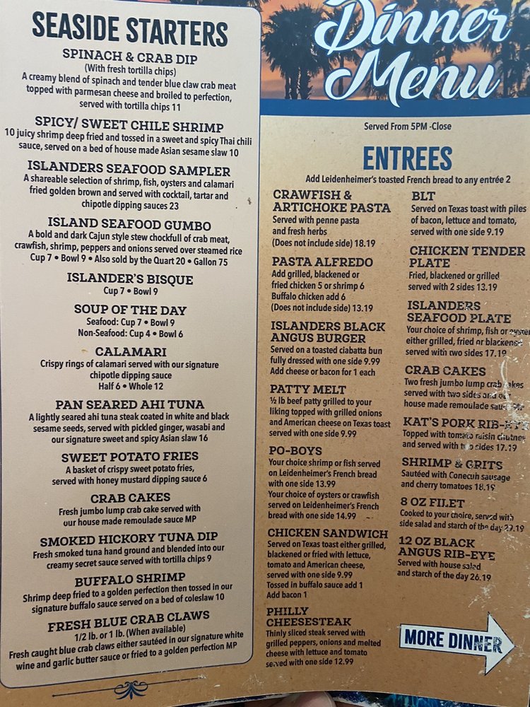 Islanders Restaurant & Bar Menu - Image 7