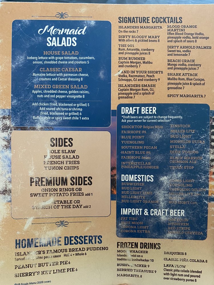 Islanders Restaurant & Bar Menu - Image 8